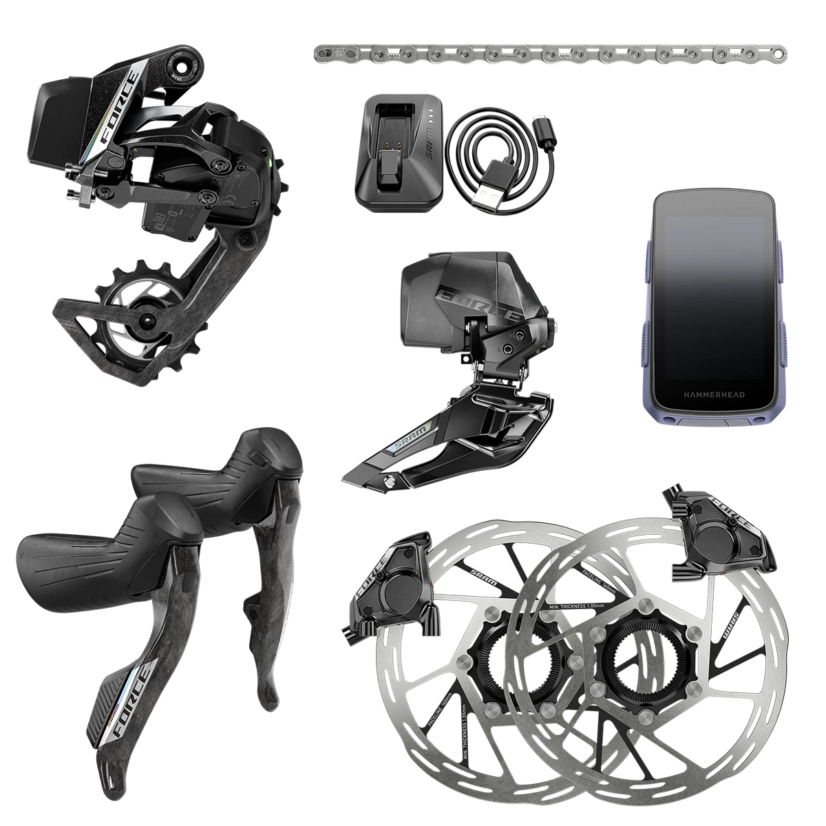 SRAM Force AXS E1 HRD 2x Groupset - Hammerhead