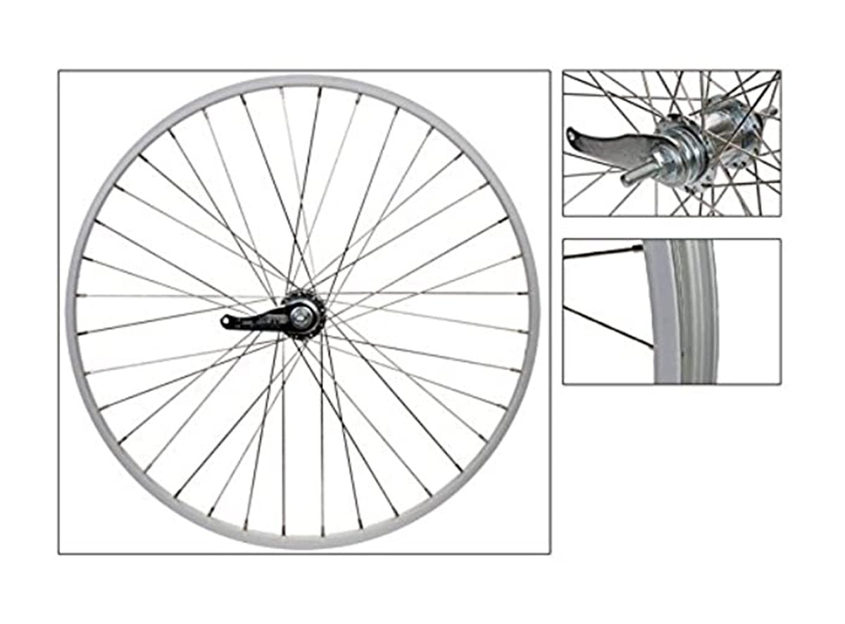 CBO Generic 20" Aluminum Coaster Brake Wheel - Silver Silver 20" 110mm - KT Hub - 19T Cog - Bolt On