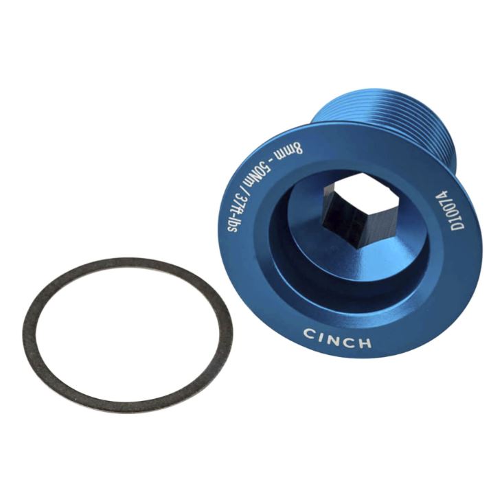 Race Face Cinch Non Drive Side M18 Crank Bolt and Washer - Gloss Blue Blue  