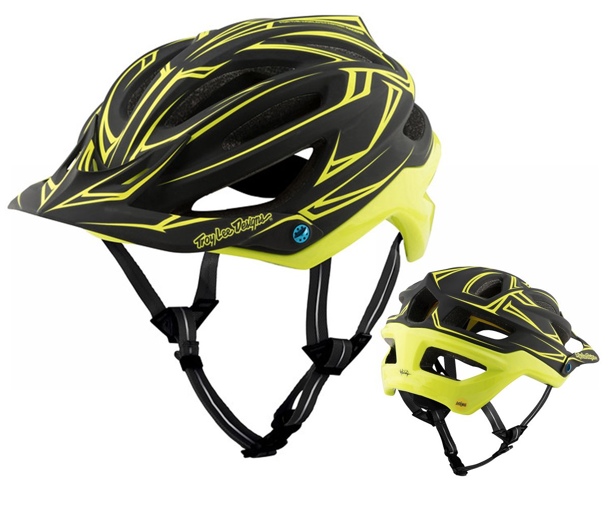 Troy Lee Designs A2 MIPS MTB Helmet - Pinstripe - Black-Yellow Black - Yellow Medium/Large 