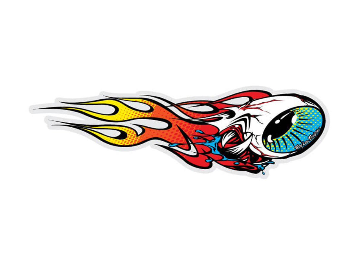 Troy Lee Designs Flaming Eyeball Sticker - Right Red - Yellow 4" x 1.2" 