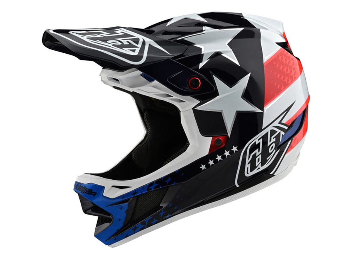 Troy Lee Designs D4 Composite Full Face Helmet - Freedom 2.0 - Red-White - 2020 Red - White X-Small 
